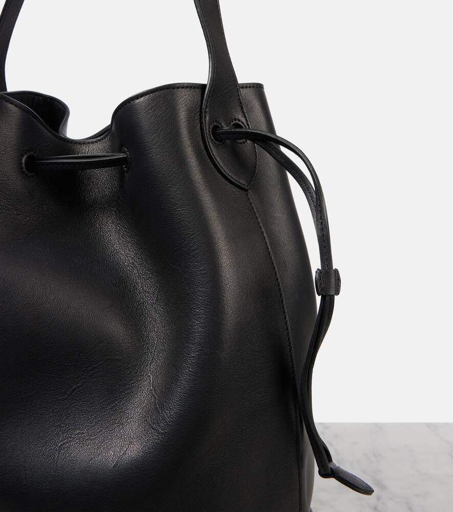 The Row Belvedere Leather Bucket Bag In Black