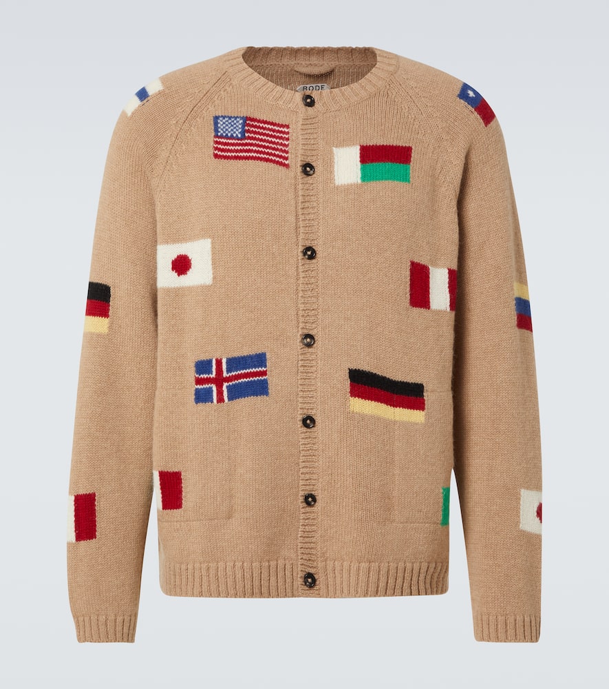 Bode Round-the-world Baby Alpaca And Merino Wool Cardigan In Beige