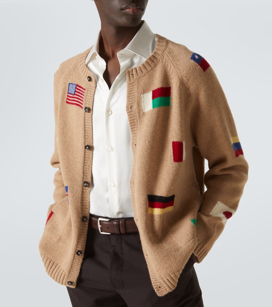 Bode Round-the-world Baby Alpaca And Merino Wool Cardigan In Beige