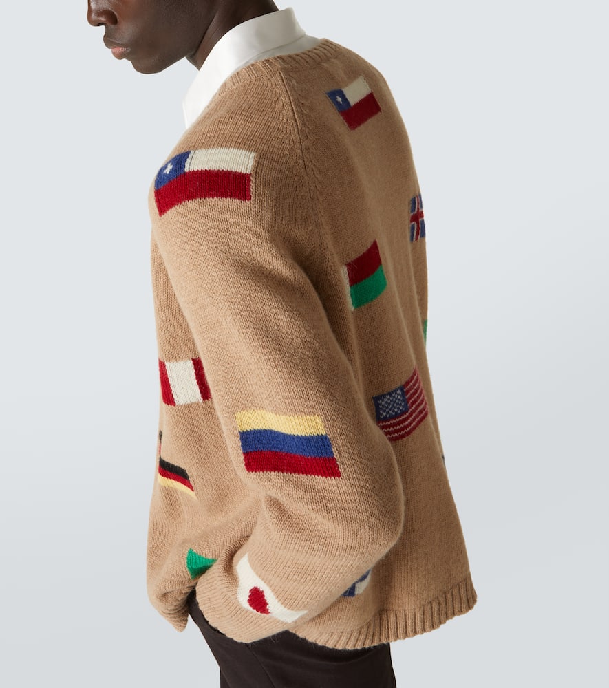 Bode Round-the-world Baby Alpaca And Merino Wool Cardigan In Beige