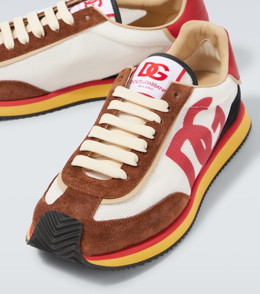 Dolce & Gabbana Mesh And Suede Dg Cushion Sneakers In Brown
