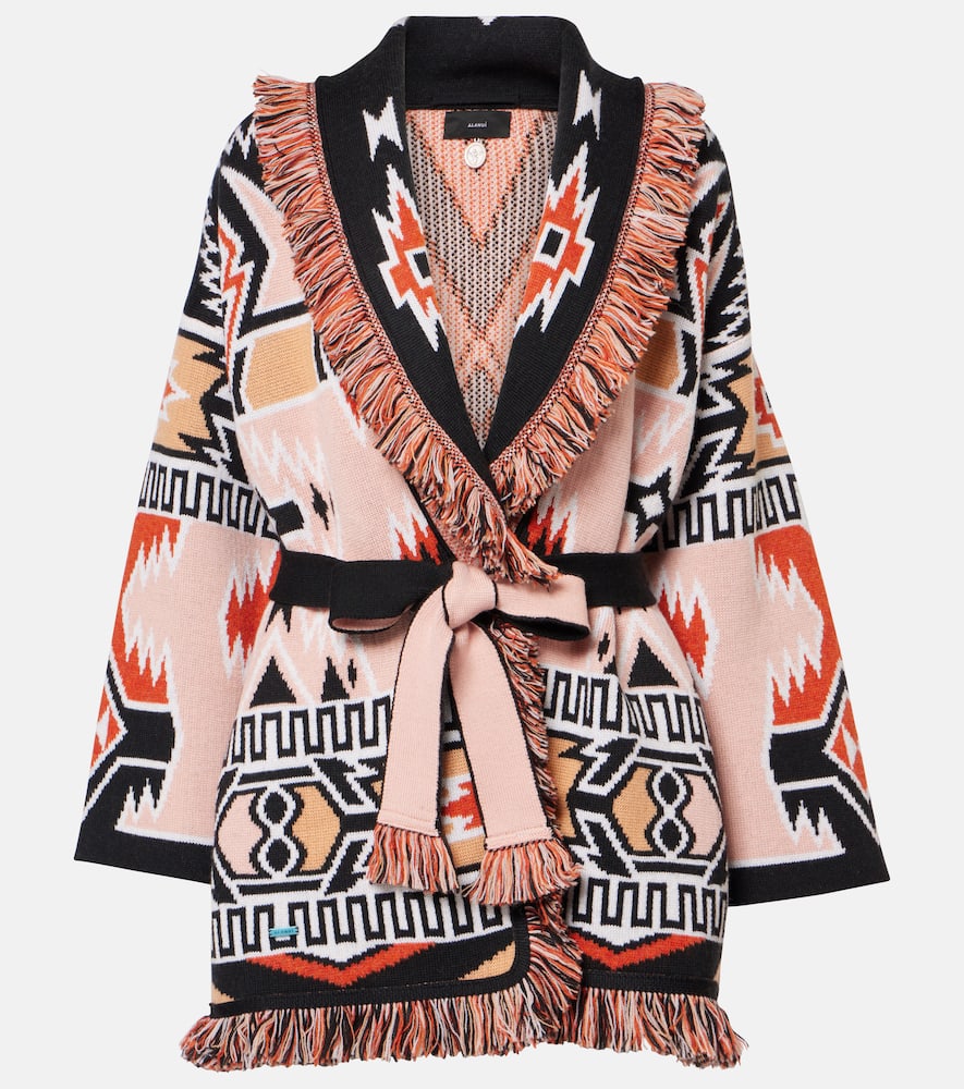 Geometric Roots wool jacquard cardigan