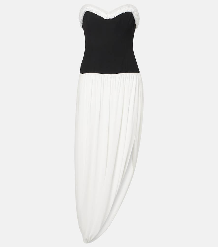 Simkhai Augusta Two-tone Bustier Midi Dress In White