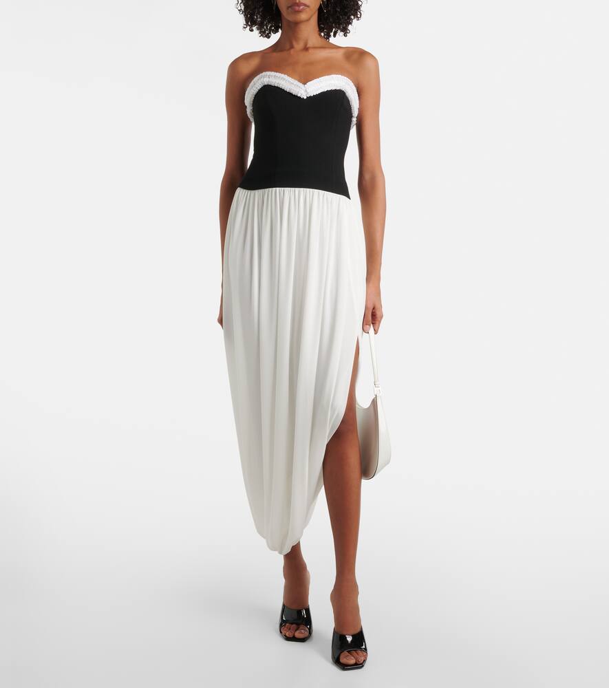 Simkhai Augusta Two-tone Bustier Midi Dress In White