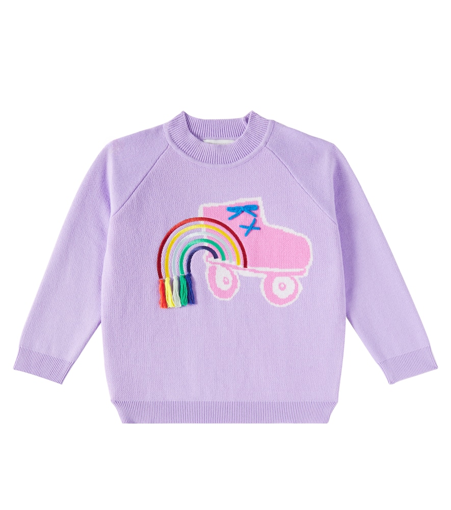 Stella Mccartney Embroidered Cotton Jersey Sweatshirt In Purple