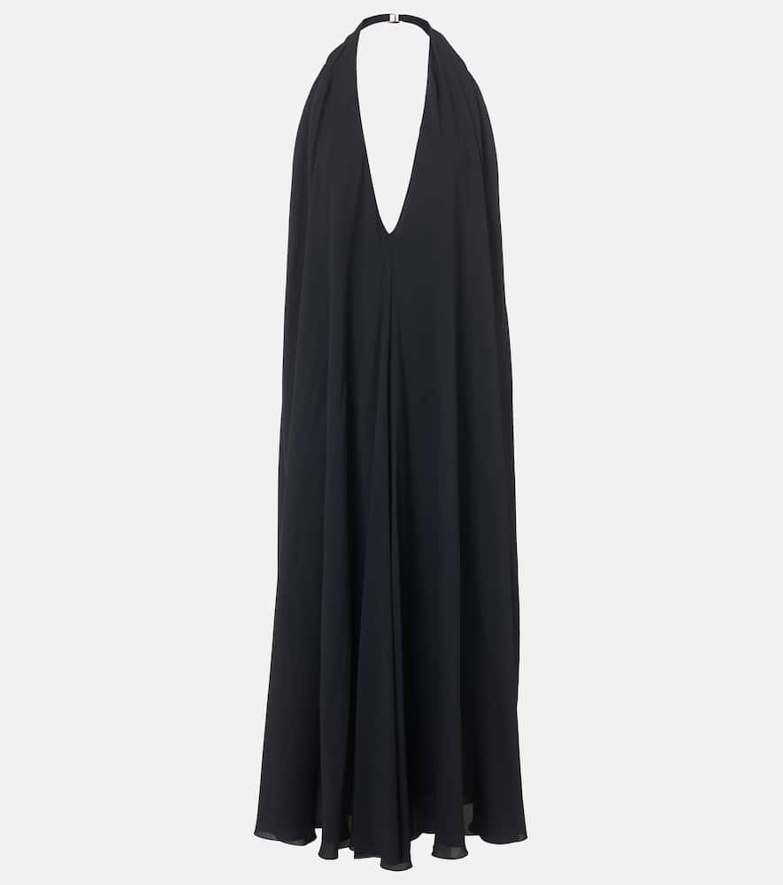 Norma draped open-back crêpe maxi dress