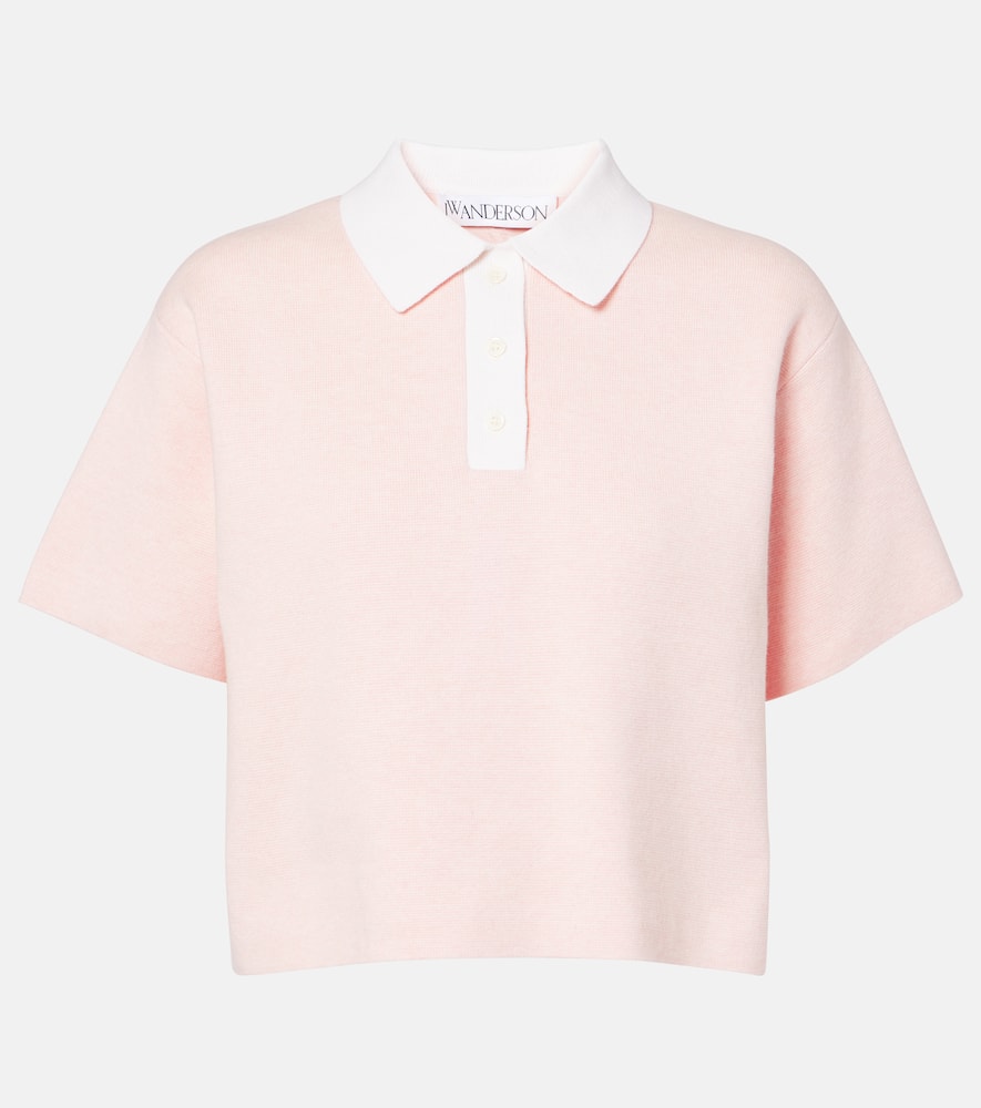 Jw Anderson Cropped Knitted Polo Top In Pink