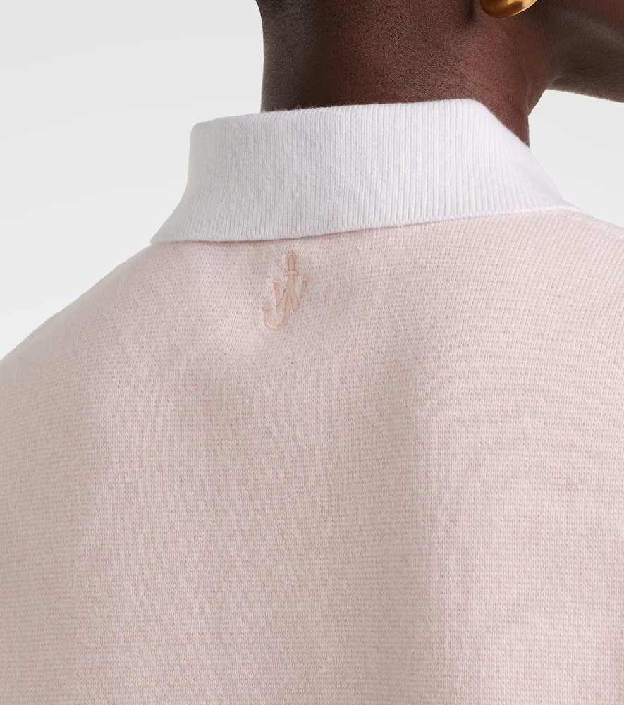 Jw Anderson Cropped Knitted Polo Top In Pink