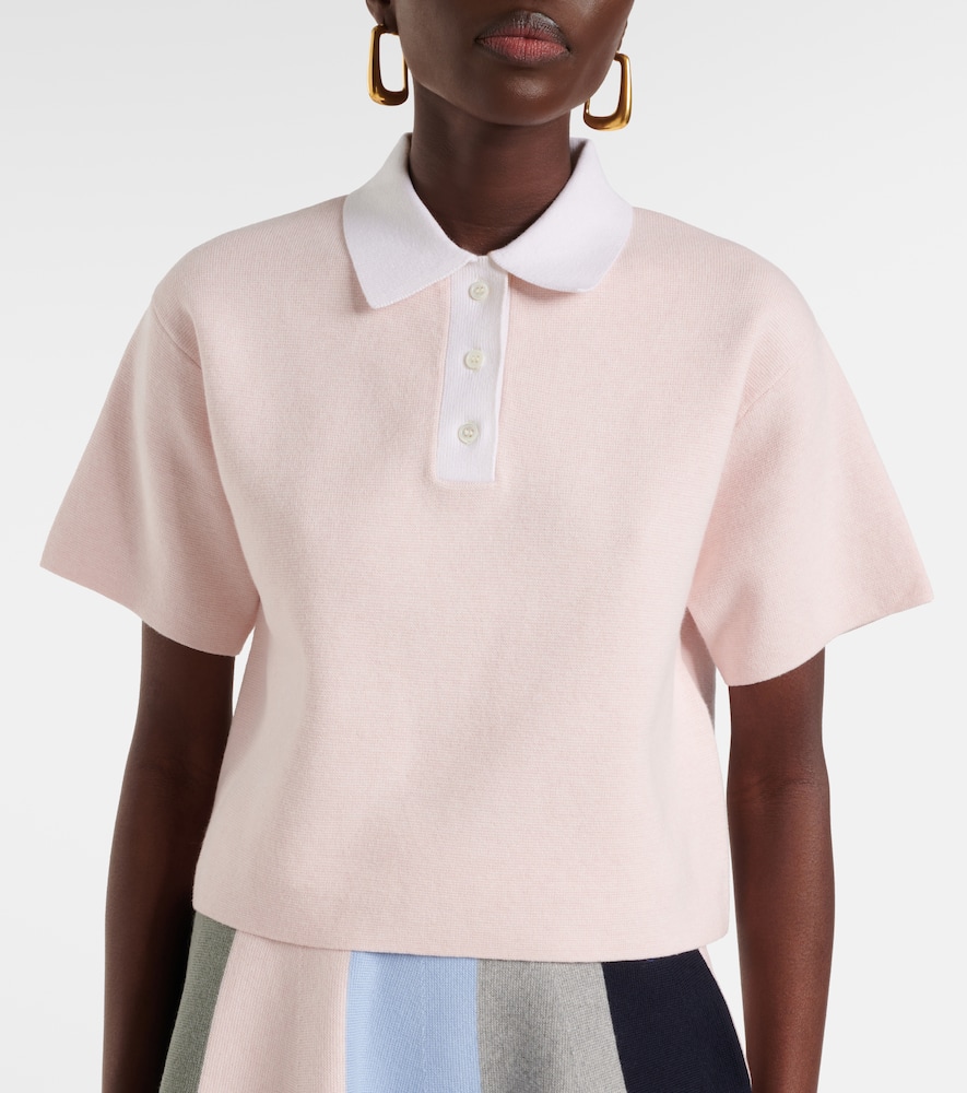 Jw Anderson Cropped Knitted Polo Top In Pink