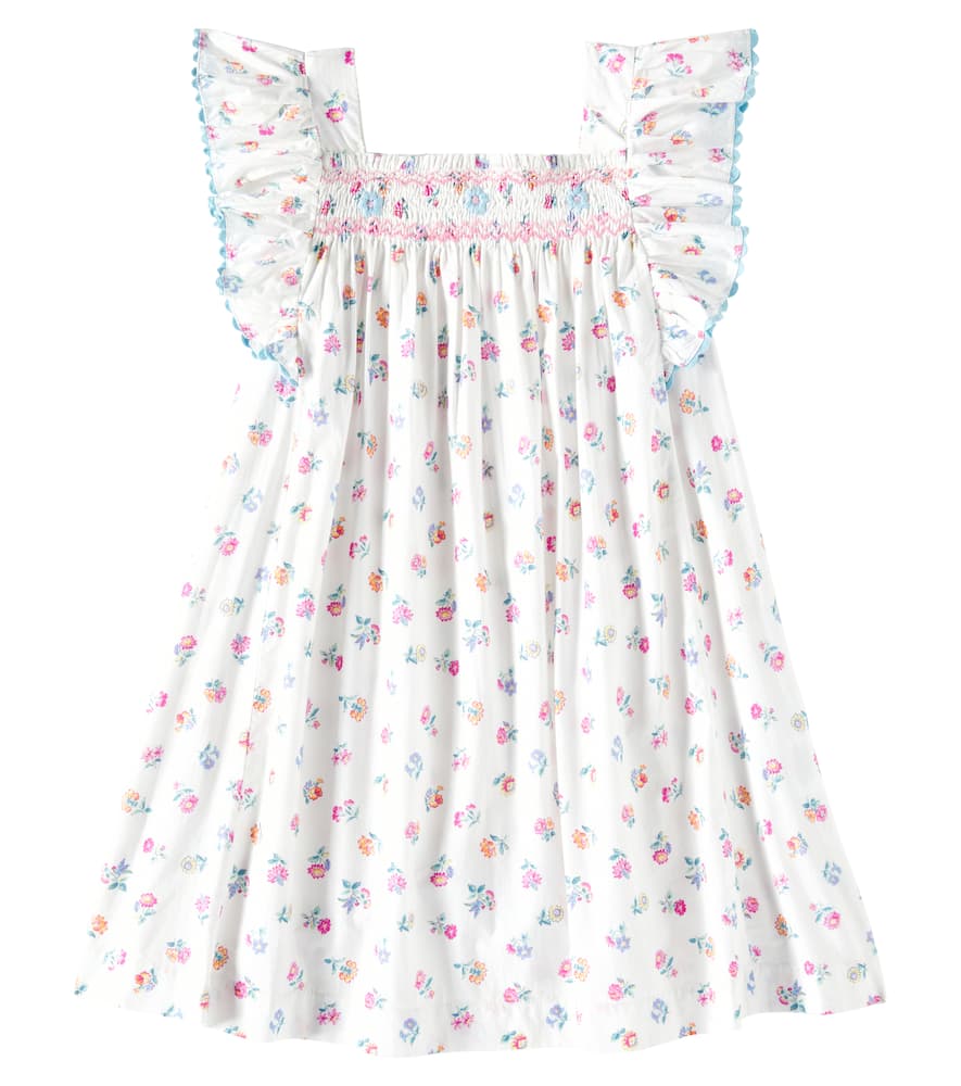 Shop Louise Misha Martine Floral Cotton Poplin Dress In Weiss
