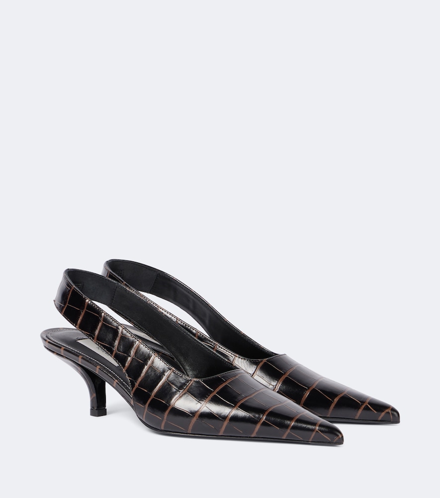 Toteme Women's Brown Croc-Effect Leather Slingback Pumps UK Size 7 - Mytheresa - Image 1