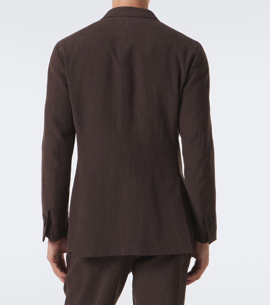 Double-Breasted Linen Canvas Blazer