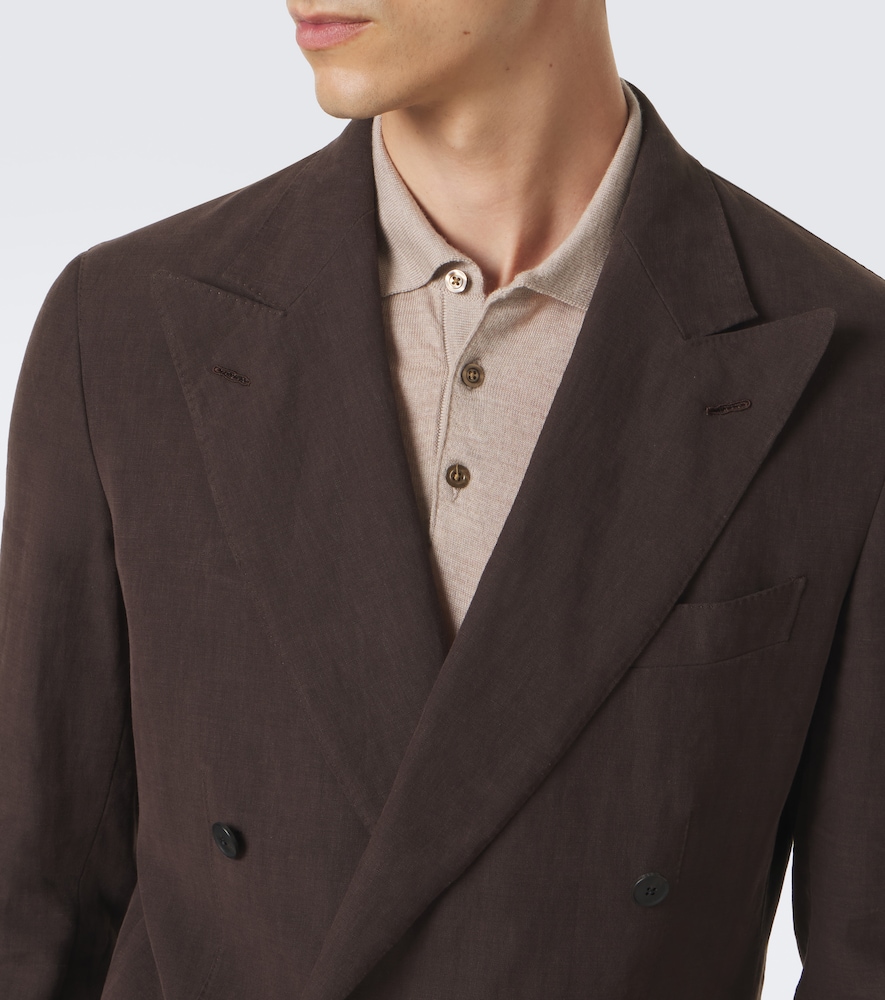 Double-Breasted Linen Canvas Blazer