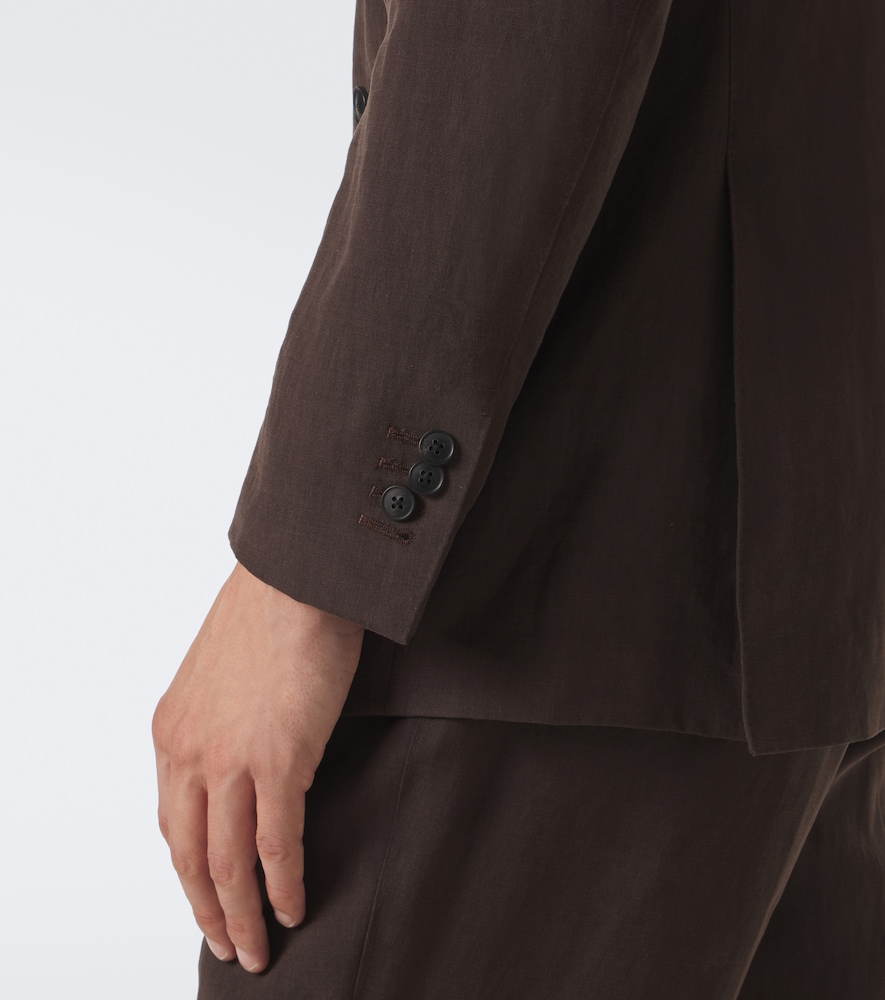 Double-Breasted Linen Canvas Blazer