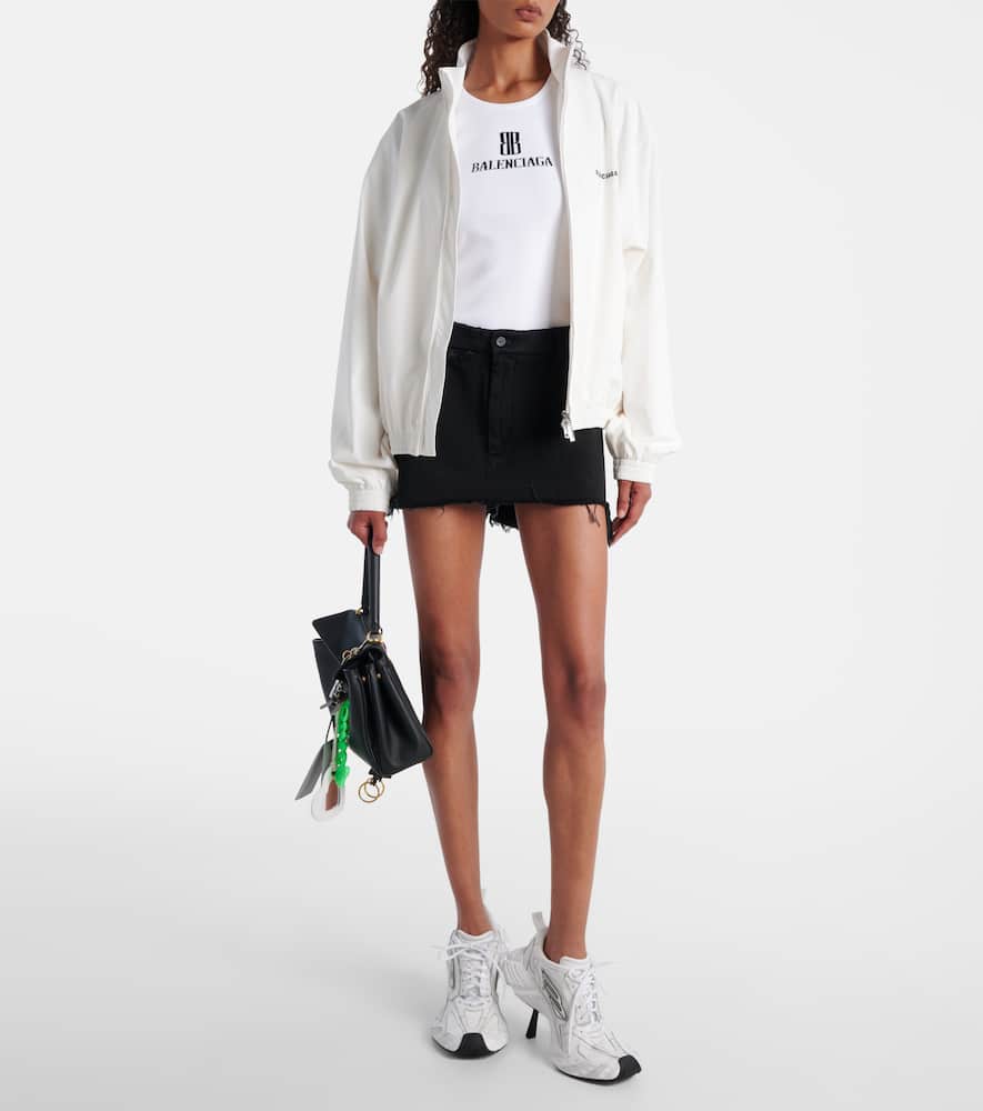 Balenciaga High Collar Zip Jacket With Bold Logo Detailing In White