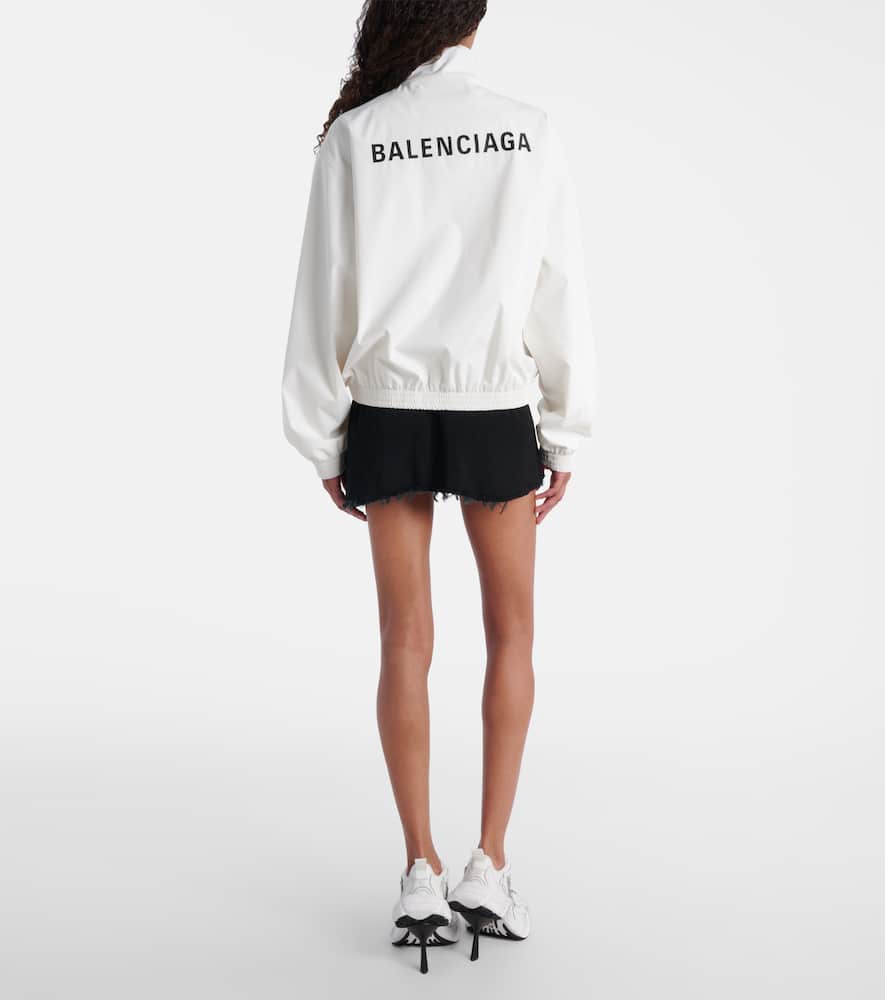 Balenciaga High Collar Zip Jacket With Bold Logo Detailing In White