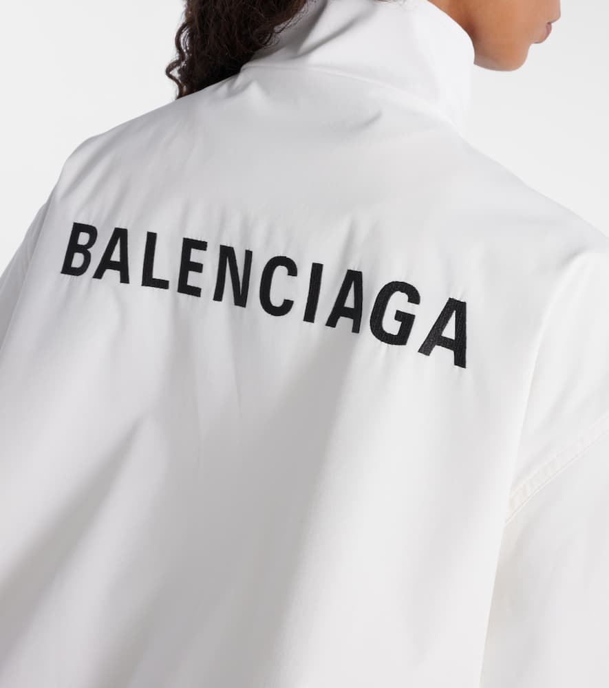 Balenciaga High Collar Zip Jacket With Bold Logo Detailing In White