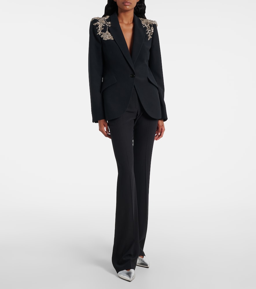  Mcqueen Mcqueen Embellished Crepe Blazer 