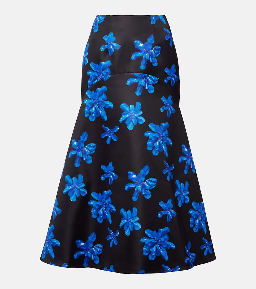 Emilia Wickstead Tamilla Floral Genzianella Mermaid Skirt In Black