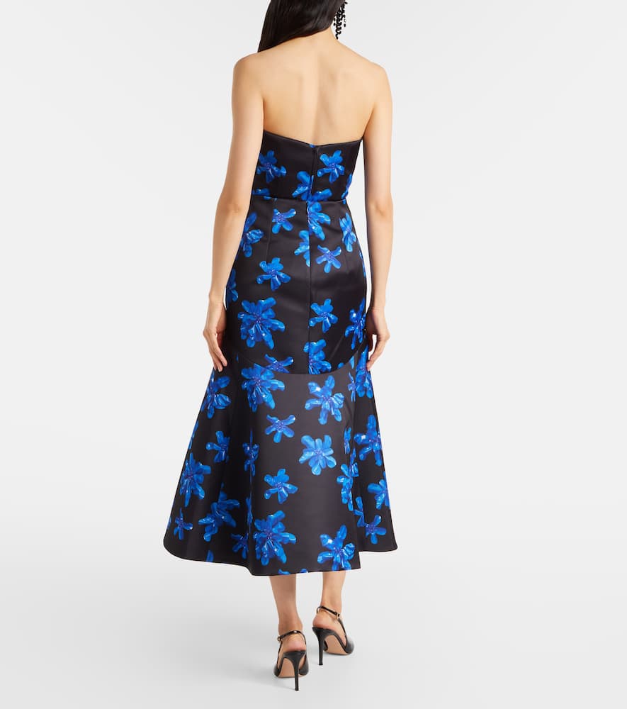 Emilia Wickstead Tamilla Floral Genzianella Mermaid Skirt In Black