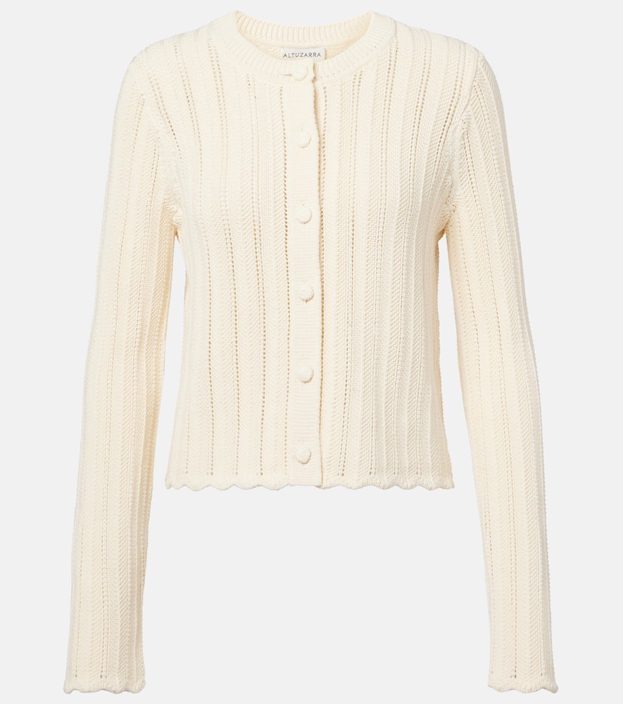 Mariette scalloped pointelle cotton cardigan
