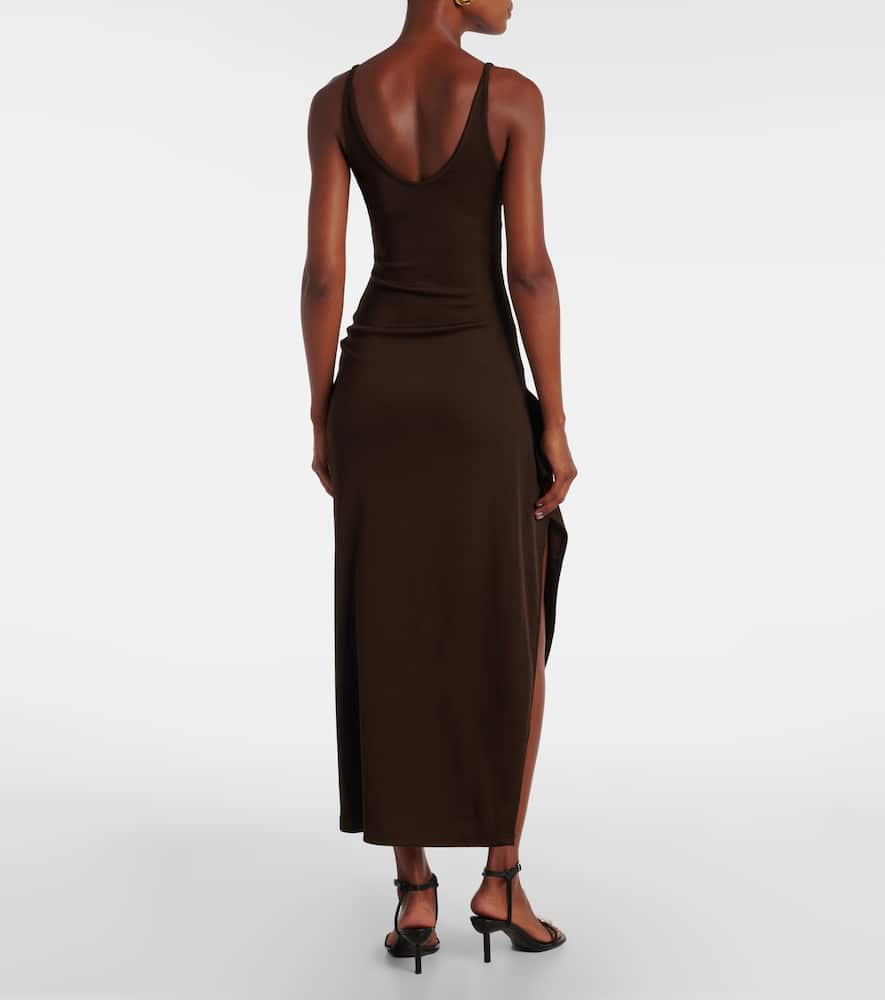 Christopher Esber Cascade Embellished Midi Dress In Brown