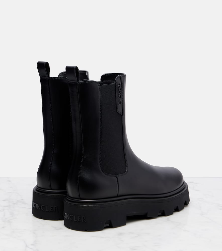 Moncler Black Leather Aurea Chelsea Ankle Boots In Black