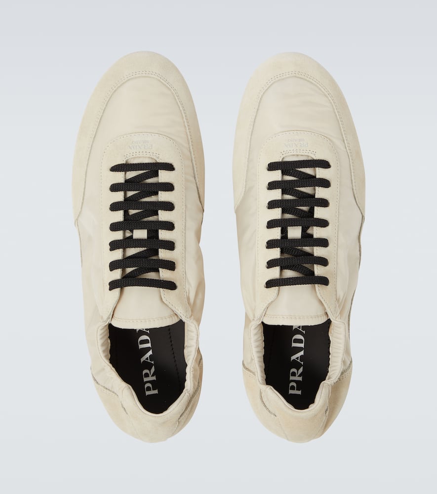 Prada Collapse Re-nylon And Suede Sneakers In Neutral