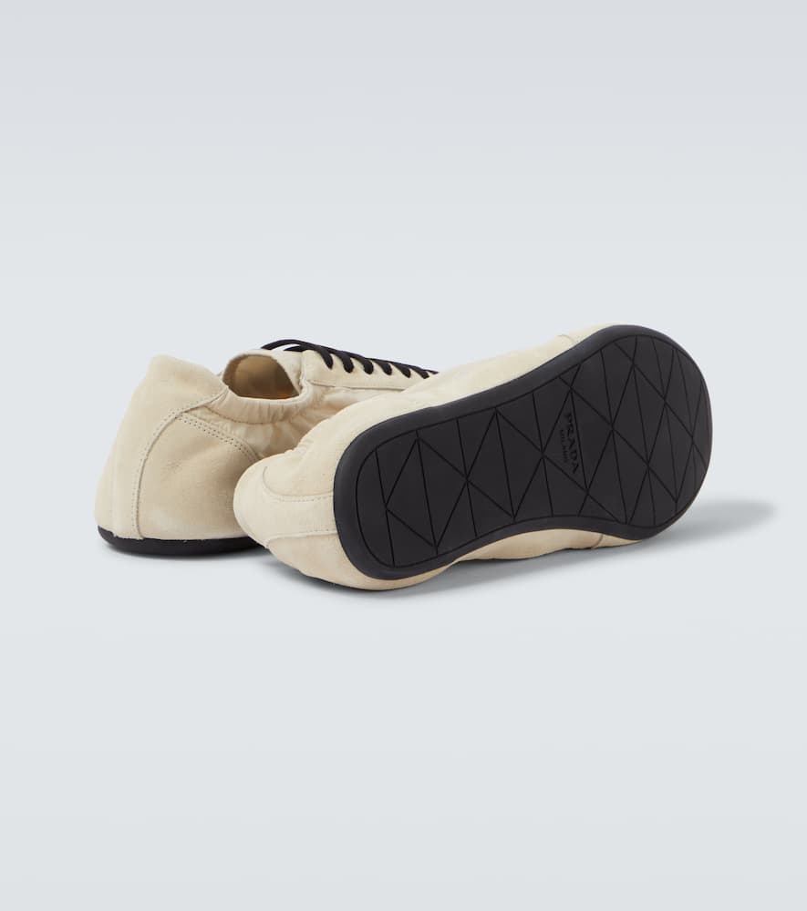 Prada Collapse Re-nylon And Suede Sneakers In Neutral
