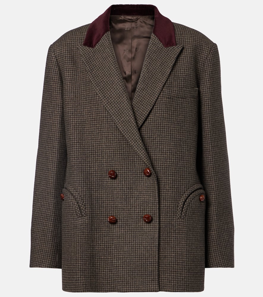 Blazé Milano Nightbreak Double-breasted Wool-blend Blazer In Brown
