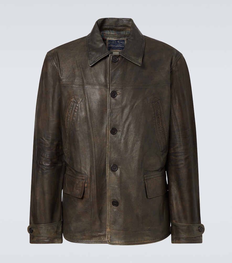 Rrl Leather Jacket In Brown