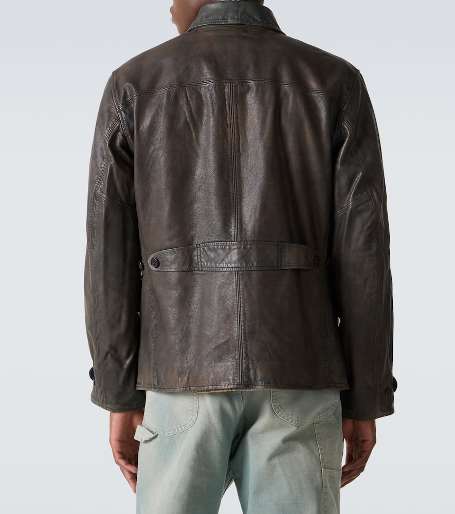 Rrl Leather Jacket In Brown