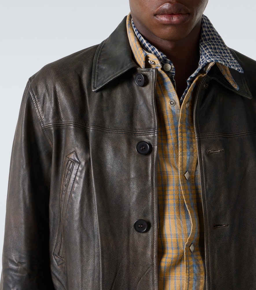 Rrl Leather Jacket In Brown
