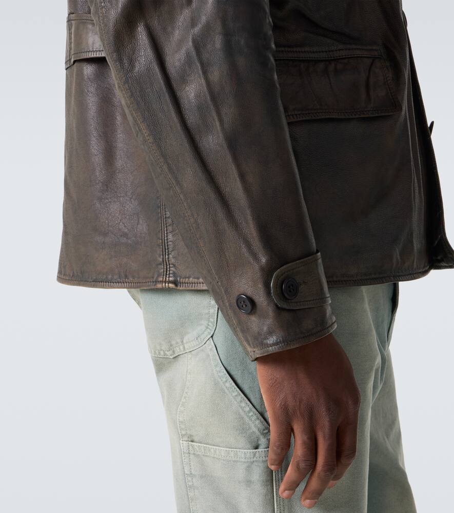 Rrl Leather Jacket In Brown