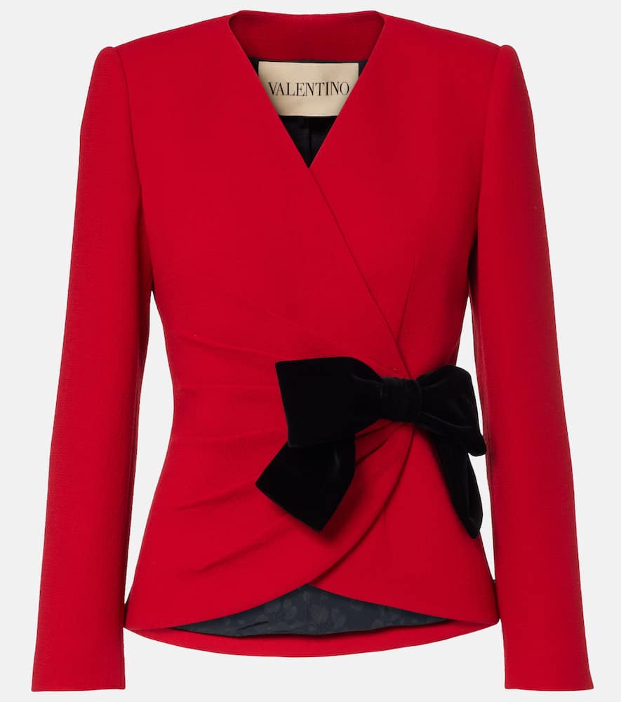 Valentino Tailored Jacket With Bow Detail And Long Sleeves In Red