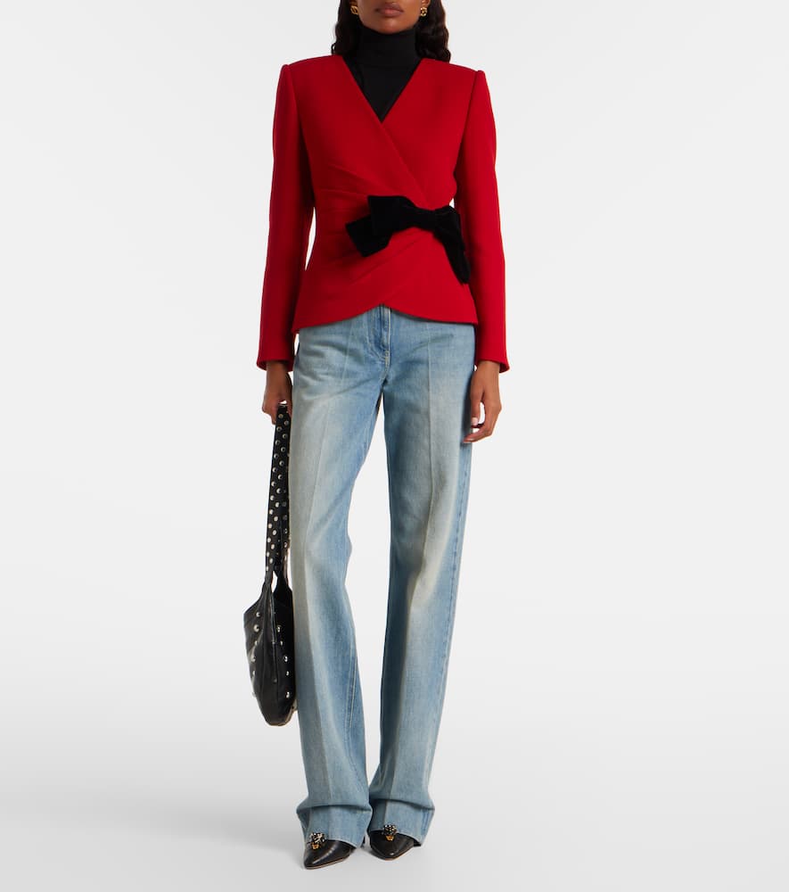 Valentino Tailored Jacket With Bow Detail And Long Sleeves In Red
