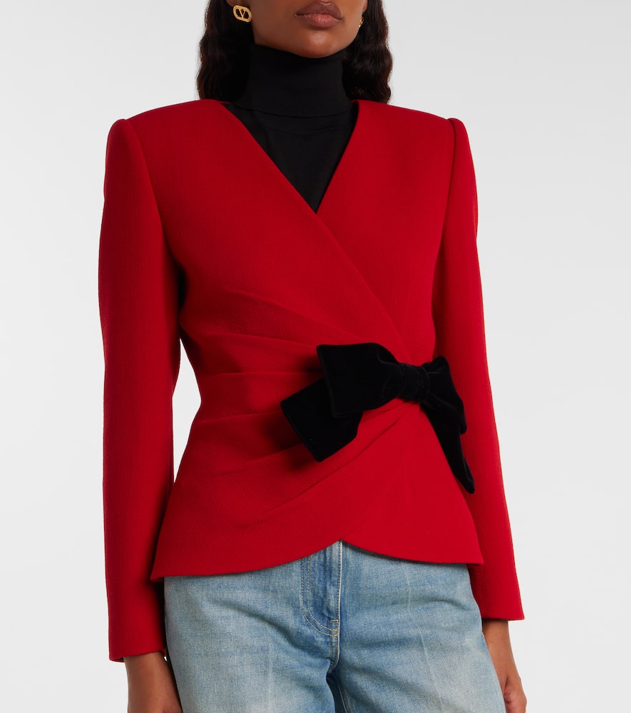 Valentino Tailored Jacket With Bow Detail And Long Sleeves In Red
