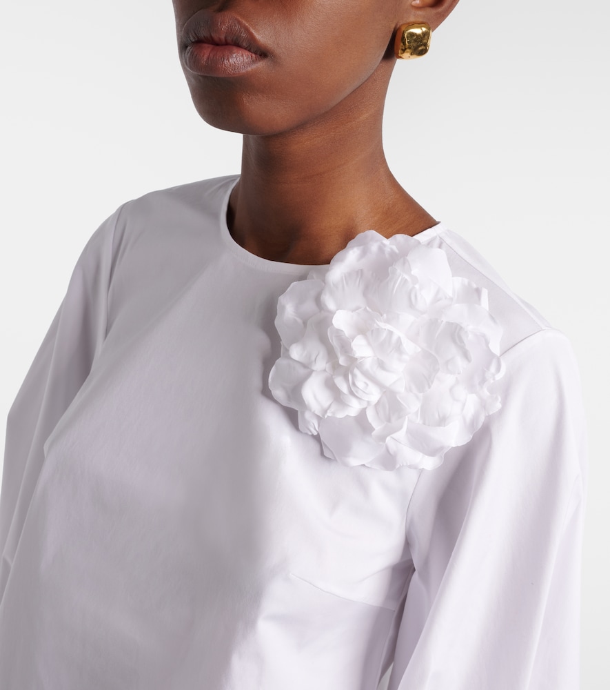 Floral-Appliqué Cotton-Blend Blouse