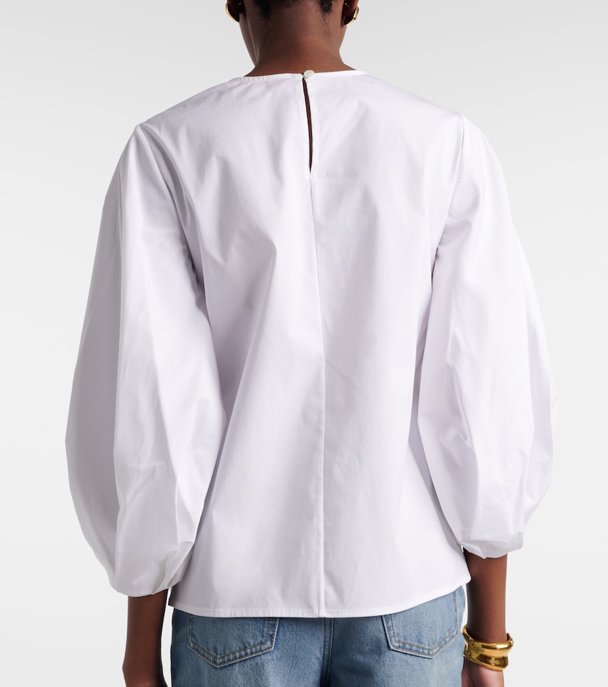Floral-Appliqué Cotton-Blend Blouse