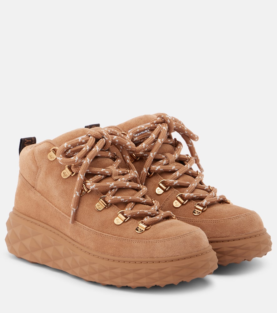 Jimmy Choo Diamond Maxi Suede Hiking Boots In Brown