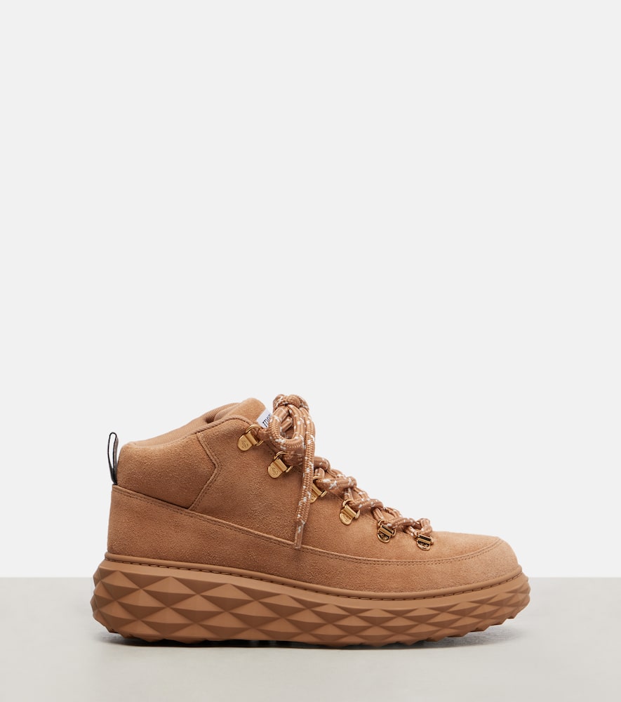 Jimmy Choo Diamond Maxi Suede Hiking Boots In Brown