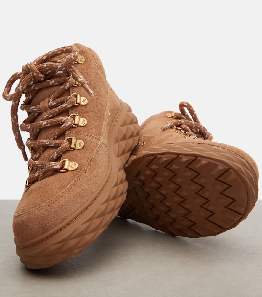 Jimmy Choo Diamond Maxi Suede Hiking Boots In Brown