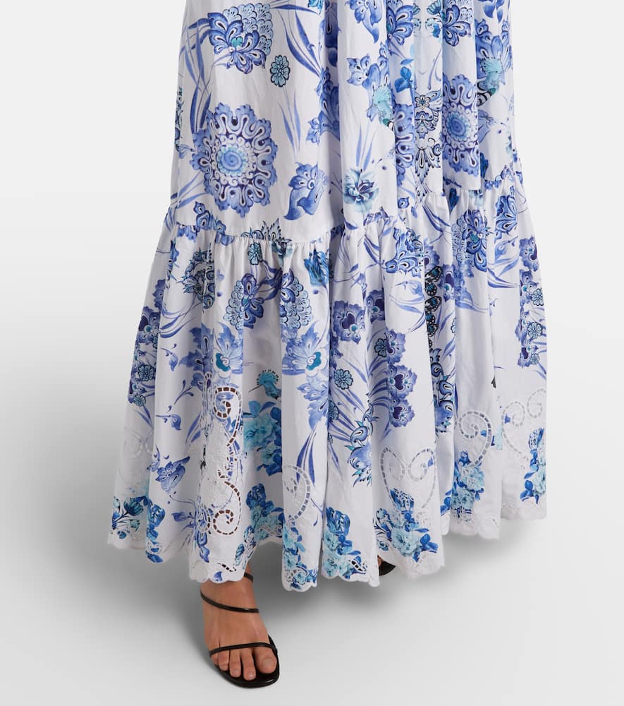 Camilla Embellished Halterneck Cotton Poplin Maxi Dress In Blue