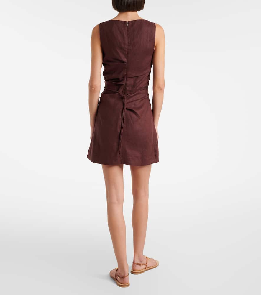 Faithfull Aloisa Linen Minidress In Brown