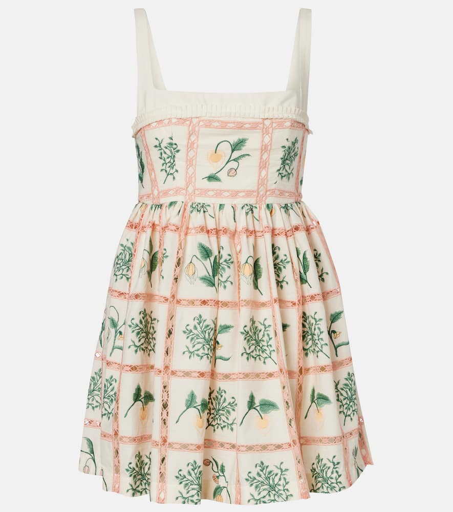 Agua By Agua Bendita Barbara Embroidered Cotton Minidress In White