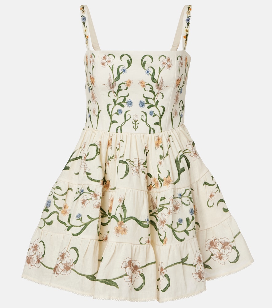 Agua By Agua Bendita Lima Laguna Floral Linen Minidress