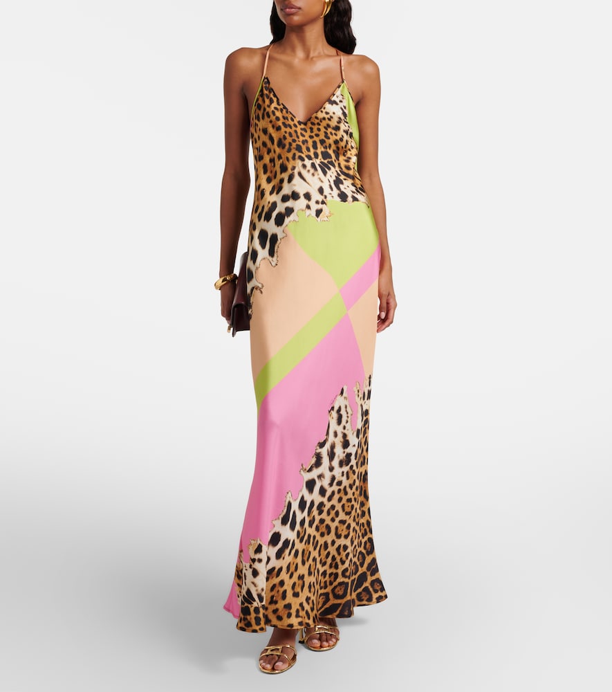 Roberto Cavalli Printed silk slip dress