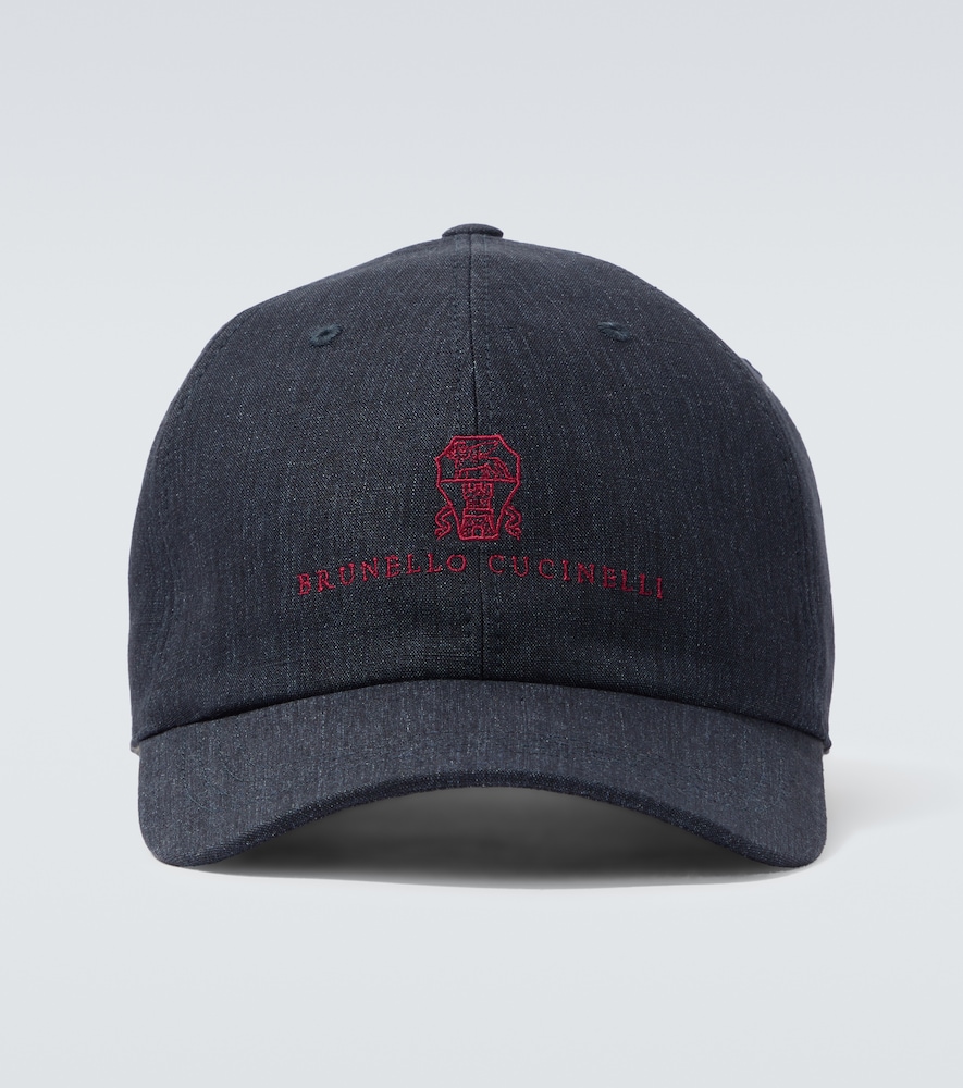 Brunello Cucinelli Men's Blue Embroidered Denim Baseball Cap Medium - Mytheresa