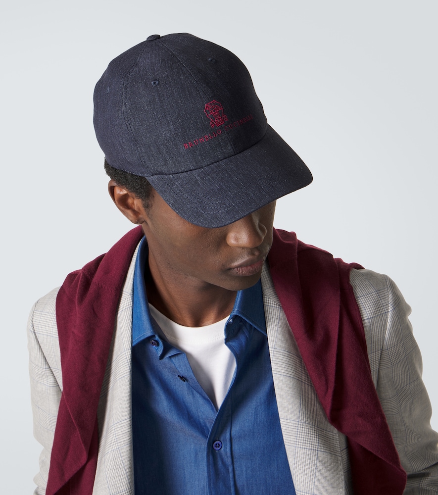  Brunello Cucinelli Brunello Cucinelli Bestickte Baseballcap Aus Denim 