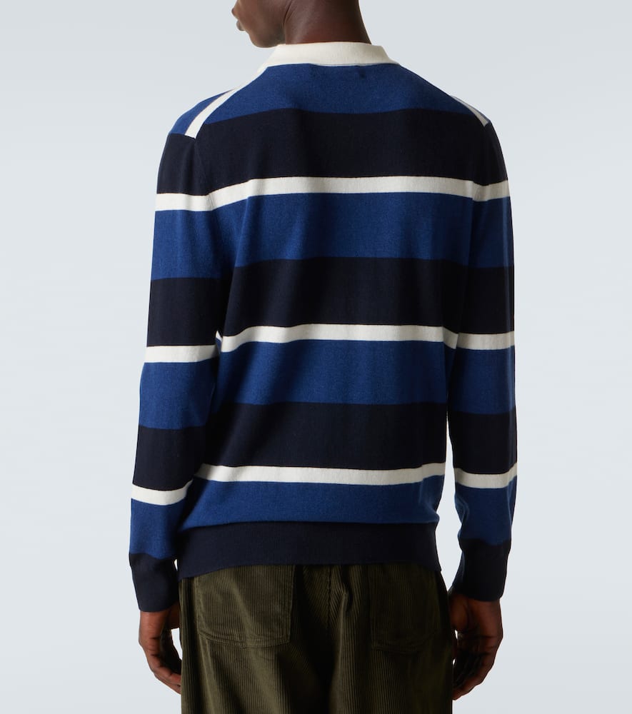 Arch4 Striped Cashmere Polo Sweater In Blue